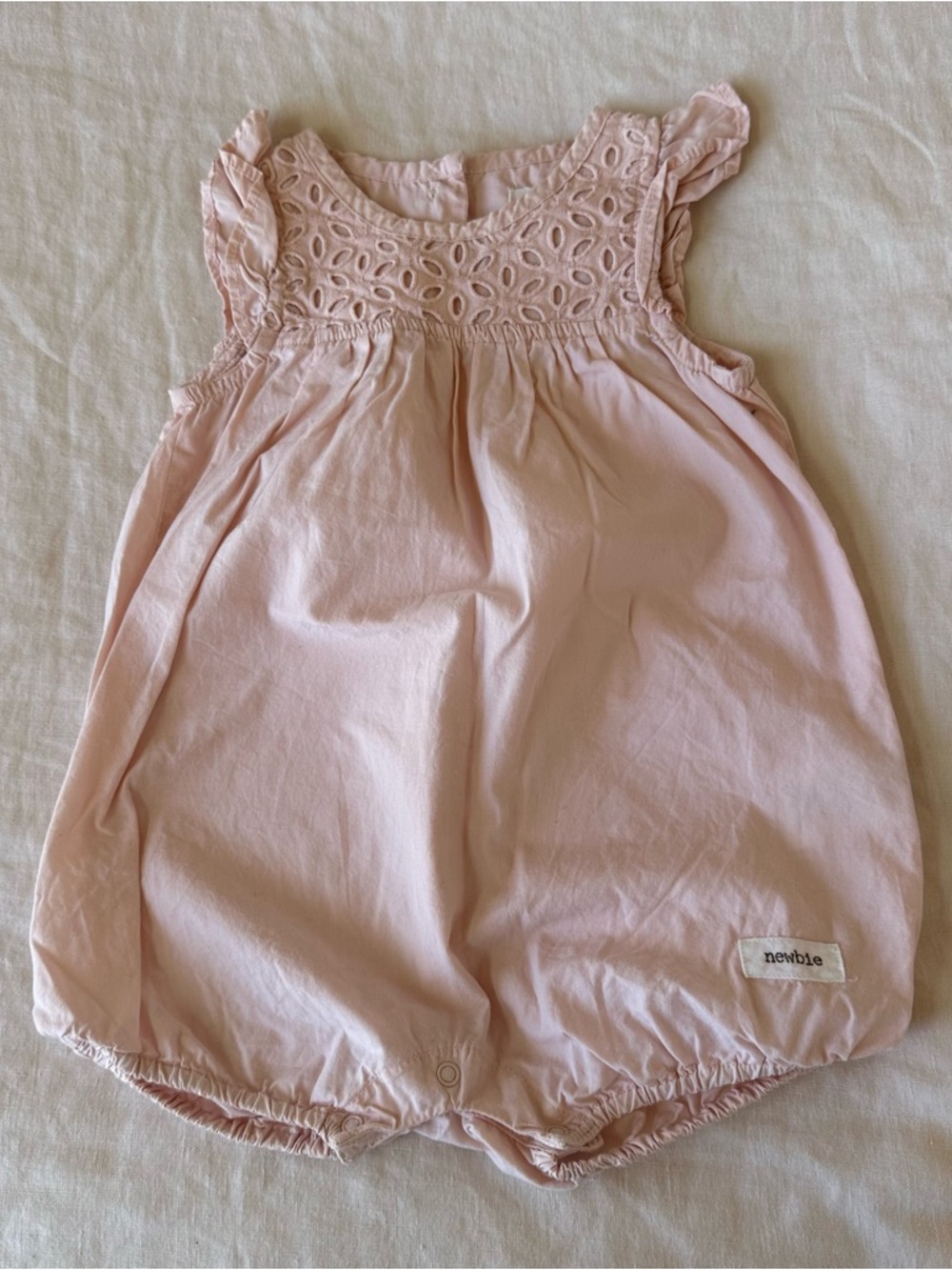 Newbie Pink Cotton Bubble Romper 9 Months